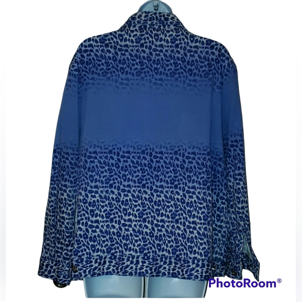 Diane Gilman Blue Embroidered Plus Size Jean Jacket Size 1X - Picture 2 of 5